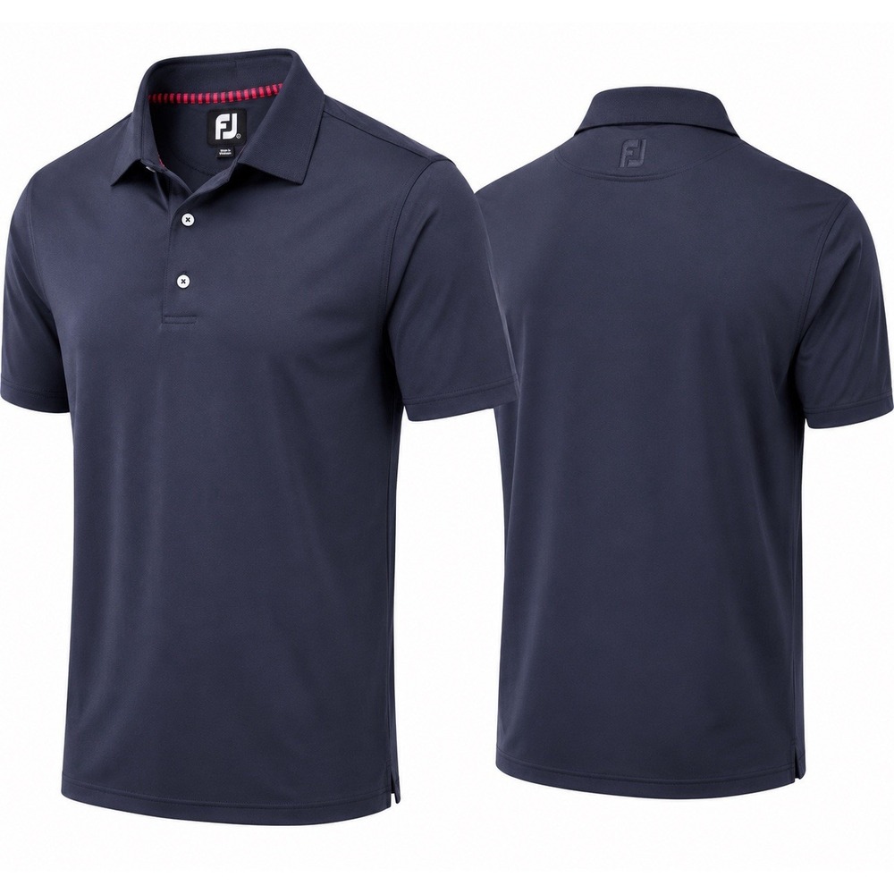 FootJoy Polo Shirt Mens L BLACK Logo Golf Performance Stretch Short Sleeve